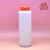 Botella HDPE Redonda Recta Personalizada de 500 ml Boca Ancha 38-400 Tapa Flip-Top Botella para Salsa de Tomate y Condimentos Cocina a Prueba de Humedad y Fugas