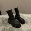 Botines de Plataforma con Tacón Grueso para Mujer 2026 Otoño/Invierno Nuevos Elegantes Botines Fruncidos Apilados Delgados Elásticos para Mujer