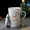 Caneca com Padrão de Mármore Caneca Simples para Casal Xícara de Café de Cerâmica Presente Acompanhamento Presente de Feriado Impressão de Logotipo