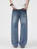 Ropa de Hombre Fengshe / 2026 Nueva Primavera High Street Retro Americano Pantalones de Pierna Ancha Jeans Azules Sueltos de Pierna Recta para Hombre
