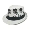 Sombrero de jazz con estampado de palmeras transfronterizo para hombre, sombrero casual de verano, sombrero de playa para papá, sombrero para protección solar al aire libre para mediana edad y personas mayores