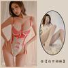Jinxiao Lingerie Sexy, Uniforme de Enfermeira Sexy, Renda com Aro de Aço, Macacão de Empregada Transparente Vermelho e Branco, Garota Pura Luxúria