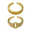 ¡Súper pesado! Anillo Guofeng Lujo Ligero Vintage Oro Alambre Cepillado Índice Retro para Mujer Apertura