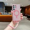 Funda Magnética para Teléfono Color Camaleón Sombra Brillante Adecuada para Samsung S25Ultra Tendencia A17 Botón de Hardware S24Fe Correa de Mano