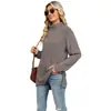 Amazon 2024 Europa y Estados Unidos comercio exterior transfronterizo otoño e invierno nuevo cuello alto holgado manga larga con abertura camiseta top mujer