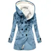 Impermeable de Mujer de Venta Caliente Transfronterizo 2023 Nuevo Espesor de Invierno Cordero Sintético Estilo Europeo y Americano Patchwork de Color con Capucha Venta al por Mayor