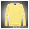 Camiseta para actividad grupal impresión de imagen-65 algodón peinado microelástico tela cruda cuello amarillo puro cuello redondo manga larga