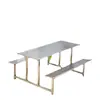 Mesa y Sillas Combinadas para Comedor de Personal Escolar Personalizadas para 4, 6 y 8 Personas, Mesa y Sillas de Acero Inoxidable, Mesa para Comida Rápida
