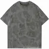 Camiseta de Manga Corta Camuflaje Sorona de Algodón Puro 240g Estilo Americano de Marca de Moda para Hombre, Camiseta de Manga Corta de Algodón con Hombros Caídos, Cuello Redondo para Hombre