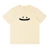 Nueva camiseta de manga corta de algodón grueso para mujer, camiseta informal de verano con estampado de media manga y carita sonriente para estudiantes.