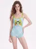 Traje de baño de alta gama, lindo y elegante para niñas jóvenes, con un diseño modesto de corte bajo con cuello halter y estilo de una pieza con espalda cruzada, adecuado para entrenamiento en piscina y competiciones.