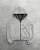Chaqueta reversible de estampado de leopardo para otoño e invierno, chaqueta corta con capucha de leopardo de estampado completo vintage con cremallera cruzada, top de felpa