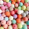 Colar de Contas Acrílicas Fosco Fosco Contas Redondas Coloridas Contas com Furo Reto Joias Acessórios DIY Materiais