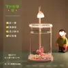 Pecera para Peces Betta, Tanque de Vidrio Pequeño Perezoso Ultra Transparente, Adorno de Escritorio Creativo para Sala de Estar, Luz Decorativa de Alta Gama