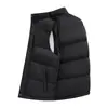 Chaleco de algodón para hombre de otoño e invierno, cuello alto, engrosado para abrigar, prenda exterior sin mangas, color liso, chaleco de algodón para capas, chaqueta de algodón talla grande