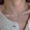 Collar de piedra lunar y aguamarina para mujer, diseño de nicho, colgante ovalado de alta gama, cadena de hueso de serpiente de lujo a la moda, nueva moda