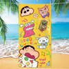 Toalha de banho de secagem rápida infantil de grandes dimensões Giz de cera Pequena nova toalha de praia Microfibra Velo de dupla face Toalha de praia com impressão digital