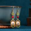 Elyuan Agulha de Prata 925 Banhada a Ouro Flor de Jade Sintético Desabrochando Rica Não Importa Marca Nicho Estilo Antigo Brincos Cheongsam Hanfu