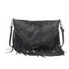 Bolso de Hombro de Cuero Suave Tachonado Estilo Europeo y Americano Transfronterizo, Bolso Tote Casual de Moda, Bolso con Borlas, Bolso Cruzado Texturizado para Viajes Diario para Mujer