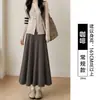 Falda Larga de Otoño 2026 para Mujer, Nuevo Estilo, Petite, de Cintura Alta, Corte A, Falda Bodycon Casual Gris