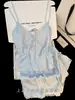 Conjunto de Pijama de Tirantes Rayados de Seda Helada Sitiya para Mujer, Conjunto de Ropa de Casa Delgado de Verano con Ribete de Encaje, Estilo Puro Deseo