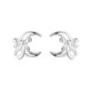 Brincos de Lua com Laço em Prata de Lei 925 para Mulheres, Design Simples de Nicho, Brincos Assimétricos Versáteis de Meia-Lua E9809