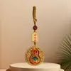 Pingente de Chaveiro para Carro com Pingente de Cabacinha e Mantra de Seis Caracteres, Estilo Unissex, Pequeno Presente Chaveiro de Fortuna e Prosperidade