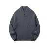 Suéter Jiezhan Masculino Estilo Old Money Gola Mandarim, Tricô de Lã Novo 26º Outono/Inverno, Blusa Casual para Homens e Mulheres