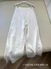 Calças de Algodão e Linho Brancas para Mulheres, Estilo Fino de Verão, Estilo Japonês Preguiçoso, Calças Casuais Retas de Caimento Solto Comprimento Total, Calças de Linho de Perna Larga