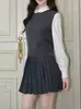 Camisa Francesa de Cuello Superpuesto/Camisa de Manga Larga con Cuello de Muñeca de Acetato de Tencel Top de Manga de Linterna para Mujer