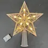 Fio de luz LED para topo de árvore de Natal com caixa de bateria em formato de estrela, decoração de fio de cobre para uma atmosfera aconchegante, luz piscante criativa de estrela de cinco pontas para o topo