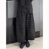 Calça Casual de Alta Qualidade Retrô Tamanho Grande para Mulheres, Design Espessado para Outono e Inverno, Calça Xadrez Solta Slim e Versátil