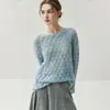 Suéter Base para Primavera y Otoño, Top de Punto de Cachemira para Mujer, Diseño Hueco de Plumas, Elegante y Delgado