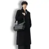 Exclusivo para comercio transfronterizo Abrigo de Lana Doble Botonadura para Hombre Estilo Largo Hasta la Rodilla Forro Desmontable de Pluma de Ganso Abrigo de Lana