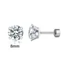 Brincos de Aço Inoxidável com Zircônia de Quatro Garras Cruzados Redondo Bolo Rosqueado Espiral Redondo Osso da Orelha Pregos Estilo Quente Amazon