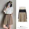 Shorts para Mujer para Usar Afuera Verano Caqui Casual Pierna Ancha Línea A Traje Delgado Cintura Alta Holgado Pierna Recta Longitud Media Pantalones