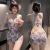 Falda Sexy de Cadera Baja, Traje de Baño Fresco de Verano para la Playa, Vestido Hueco sin Espalda, Camisón Apasionado de Chica Atrevida con Cuello Halter