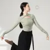 Ropa de práctica de danza moderna de manga larga hilo ropa de baile top body para mujer primavera y verano danza clásica china