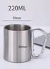 Taza de Agua Portátil para Exteriores, Taza de Café, Taza con Gancho Rápido de Mosquetón de Acero Inoxidable, Taza de Té para Acampar, Taza de Acero Inoxidable Engrosada de Doble Pared