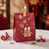 Caixa de doces de casamento de luxo, nicho, estilo chinês, presente de casamento e noivado, caixa de doces de casamento 3D com carimbo dourado