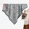 Nuevo pañuelo cuadrado de seda de doble cara con patrón de espiga bicolor para otoño e invierno de 90 cm, pañuelo y chal de moda con margarita verde de doble uso
