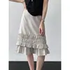 Falda Luxi Estilo Suave con Dobladillo Fruncido 26 Verano Nuevo de Cintura Alta Adelgazante Versátil con Capas Falda de Corte A 5229