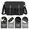 Bolso Cruzado de Comercio Exterior para Hombre, Maletín de Hombro de Negocios, Bolso Cruzado para Portátil de Viaje, Lona con Cuero de Caballo Loco