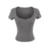 Camiseta Estilo Puro Deseo Chica Picante Sexy de Manga Corta con Cuello en V Bajo Verano Nueva Tendencia Versátil Ajustada Top Corto Base para Mujer