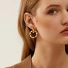 Latón Chapado en Oro Real Cruz Europea y Americana de Venta Caliente Estilo Minimalista de Personalidad Círculo de Nudo de Bambú Temperamento Retro Pendientes para Mujer