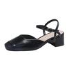 Sandálias de Salto Grosso Femininas 2024 Verão Nova Moda Retro Elegante Sapatos Mary Jane com Fivela Salto Alto