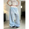 Jeans de pierna recta con diseño bordado para mujer, estilo delgado, nuevo modelo primavera-verano 2026, pantalones anchos holgados de moda para chicas populares famosas en internet