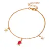 Tobillera con Colgante de Tortuga y Estrella de Mar Estilo Bohemio Transfronterizo Europeo y Americano para Niñas, Moderna y de Moda con un Toque de Alta Gama, Estilo Coreano