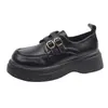 Sapatos femininos de couro estilo britânico 2026 primavera e outono novos mocassins com aumento de altura para mulheres, sapatos de sola grossa para estudantes, sapatos Mary Jane