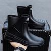 Botas de lluvia de media pantorrilla estilo coreano para hombre y mujer, antideslizantes, impermeables, de moda, con forro polar cálido, zapatos de goma, zapatos cortos para agua, sobrecalzado, transfronterizo